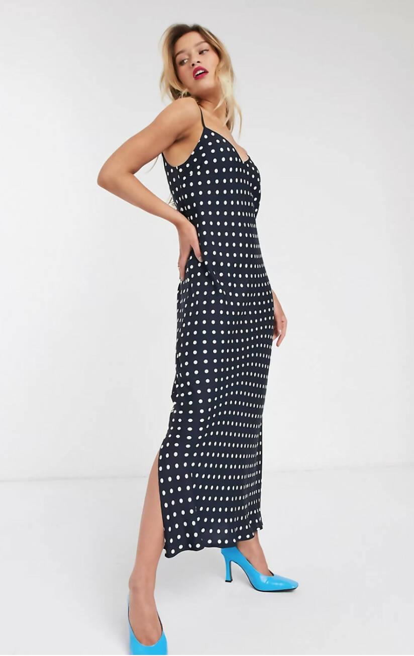 Veva Navy Polkadot Slip Dress - Endless