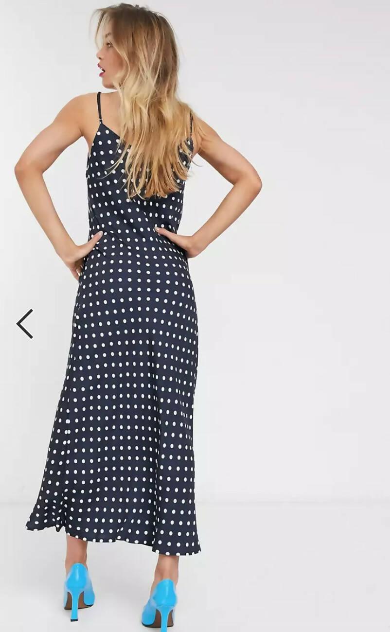 Veva Navy Polkadot Slip Dress - Endless