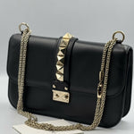 Vitello Medium Glam Lock Rockstud Flap Black - Endless - UAE Rental and Resale for Women's Fashion