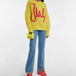 Yellow nano leather crossbody bag with curved top handle and chain strap — JW Anderson | Endless UAE