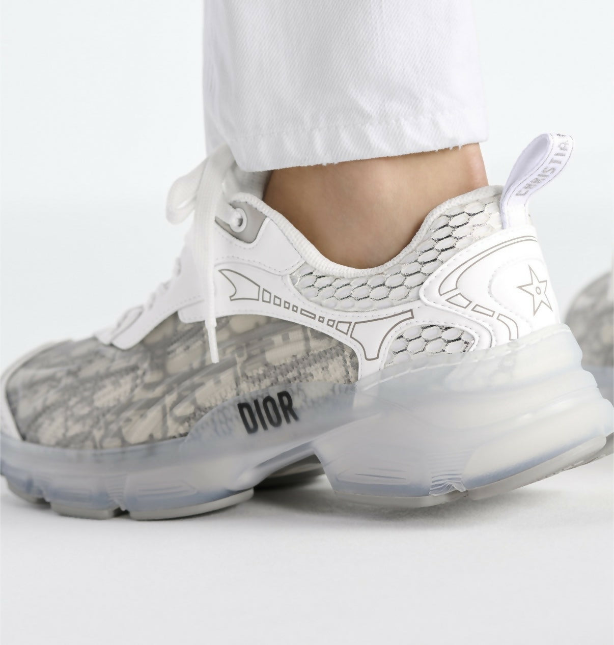 White Dior Vibe sneaker with quilted panel and translucent side details — Dior | Endless UAE