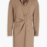 Embellished Twill Mini Shirt Dress
