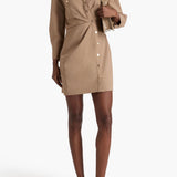 Embellished Twill Mini Shirt Dress