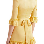 Yellow ruffled silk-blend mini dress with three-quarter sleeves — The Vampire's Wife | Endless UAE