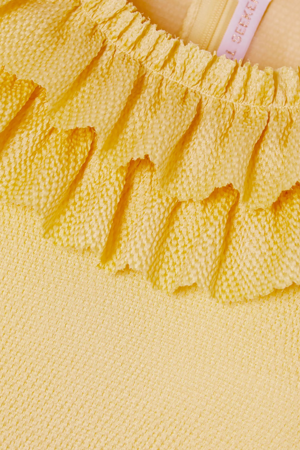 Yellow ruffled silk-blend mini dress with three-quarter sleeves — The Vampire's Wife | Endless UAE