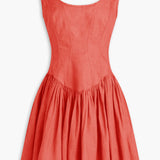 Gathered Linen Mini Dress