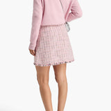 Frayed Pink Metallic Tweed Mini Skirt