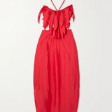 Lue Layered Tencel Lyocell-blend Halterneck Midi Dress