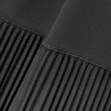 Black pleated stretch-knit and satin-crepe midi dress with gathered detailing and contrasting fabric panels — Theory | Endless UAE