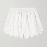 Offwhite Flowers Richelieu Shorts with scalloped edges and cutout details — FARM Rio | Endless UAE
