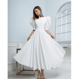 White Backless Puff-Sleeve Midi Dress - Endless - UAE Rental and Resale for Women's Fashion