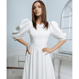 White Backless Puff-Sleeve Midi Dress - Endless - UAE Rental and Resale for Women's Fashion