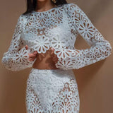White Crochet Co-ord Set - Endless - UAE Rental and Resale for Women's Fashion