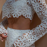White Crochet Co-ord Set - Endless - UAE Rental and Resale for Women's Fashion