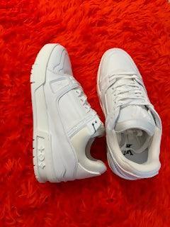 White Leather and Fabric LV Trainer Sneakers - Endless - UAE Rental and Resale for Women's Fashion