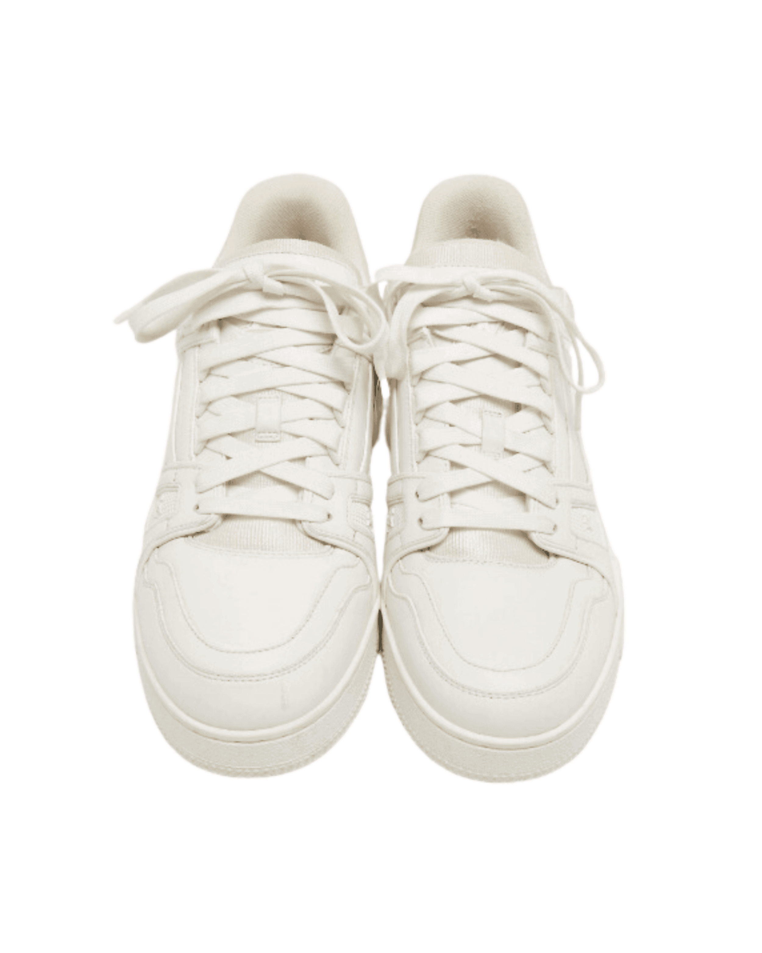 White Leather and Fabric LV Trainer Sneakers - Endless - UAE Rental and Resale for Women's Fashion