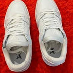 White Leather and Fabric LV Trainer Sneakers - Endless - UAE Rental and Resale for Women's Fashion