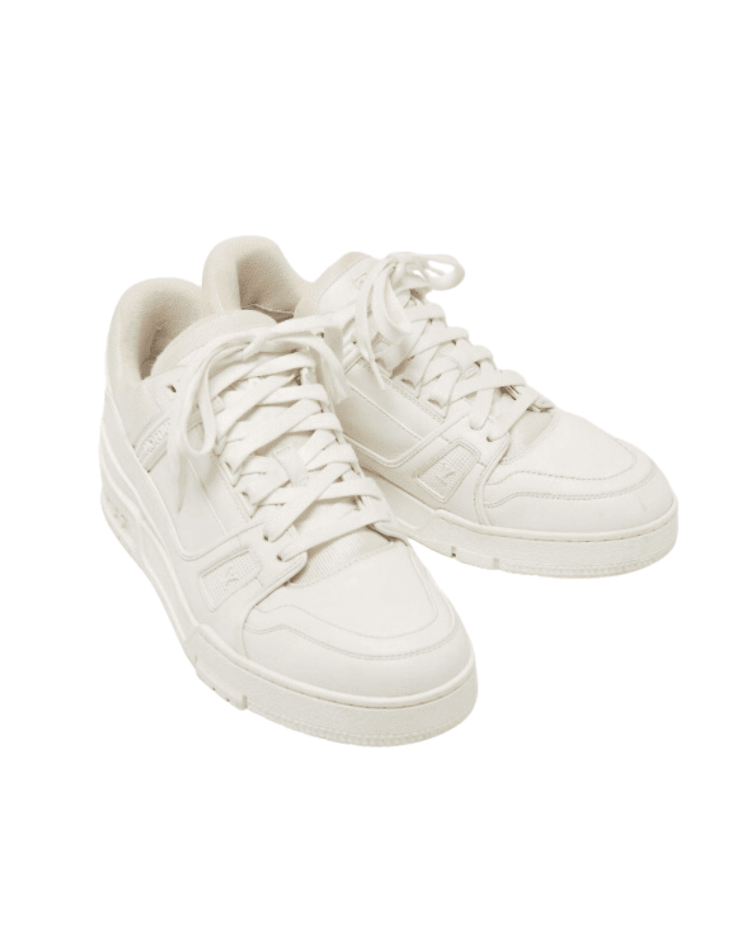 White Leather and Fabric LV Trainer Sneakers - Endless - UAE Rental and Resale for Women's Fashion