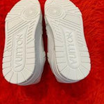 White Leather and Fabric LV Trainer Sneakers - Endless - UAE Rental and Resale for Women's Fashion