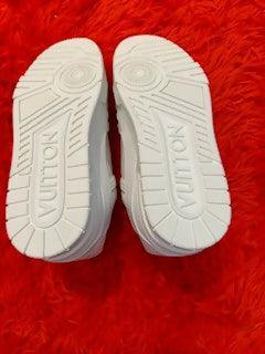 White Leather and Fabric LV Trainer Sneakers - Endless - UAE Rental and Resale for Women's Fashion