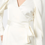 White Satin Wrap Midi Dress - Endless - UAE Rental and Resale for Women's Fashion