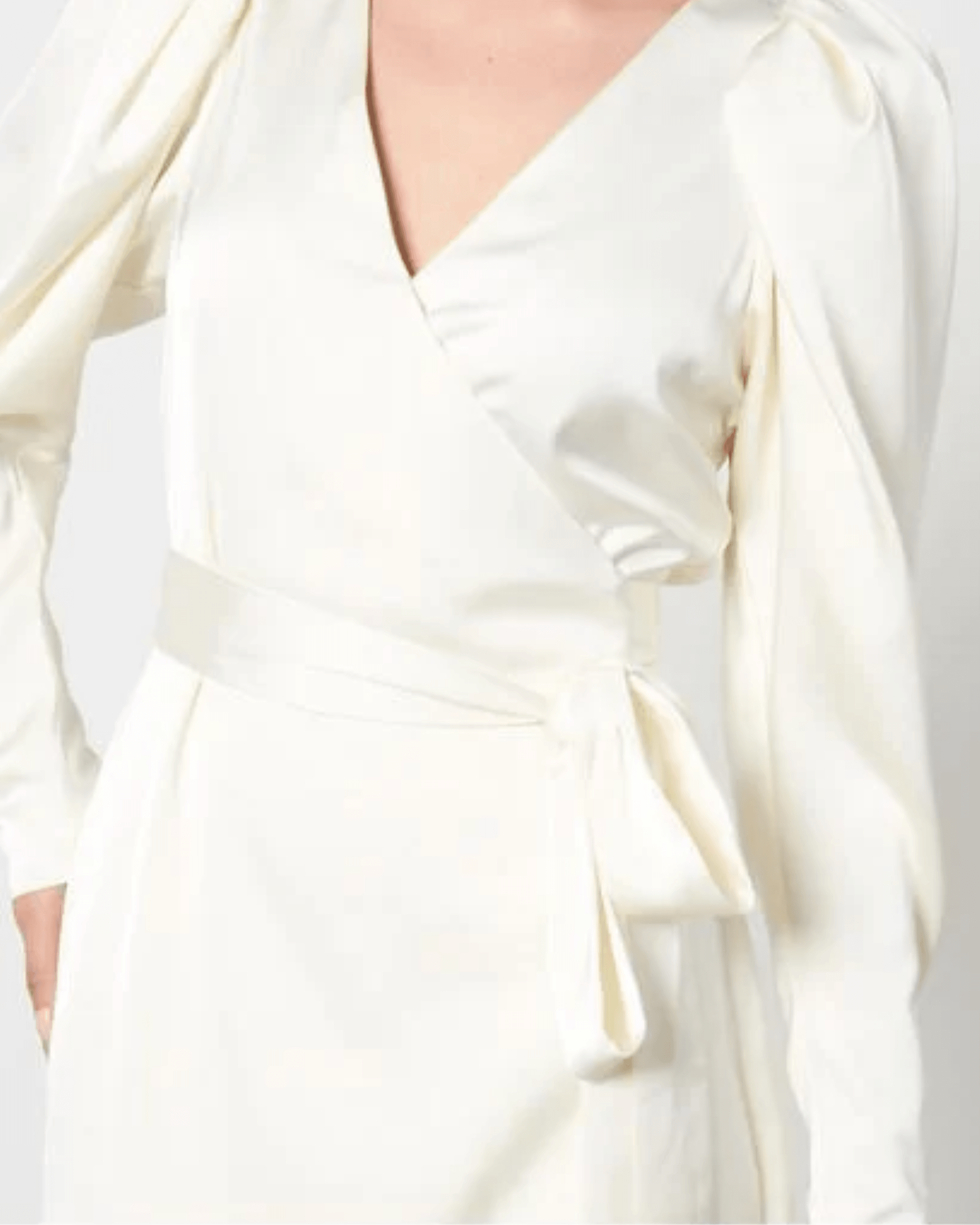 White Satin Wrap Midi Dress - Endless - UAE Rental and Resale for Women's Fashion