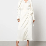 White Satin Wrap Midi Dress - Endless - UAE Rental and Resale for Women's Fashion