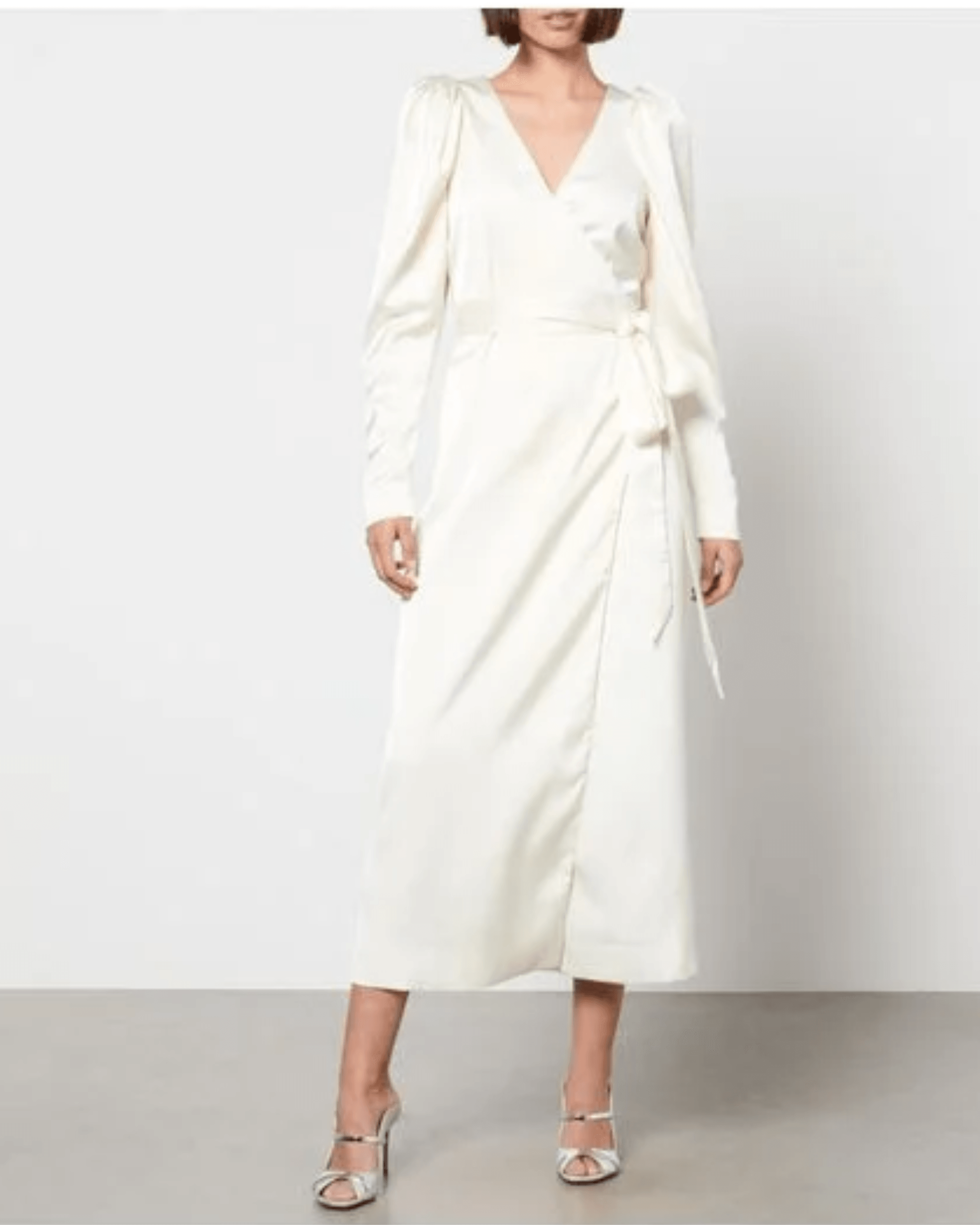 White Satin Wrap Midi Dress - Endless - UAE Rental and Resale for Women's Fashion