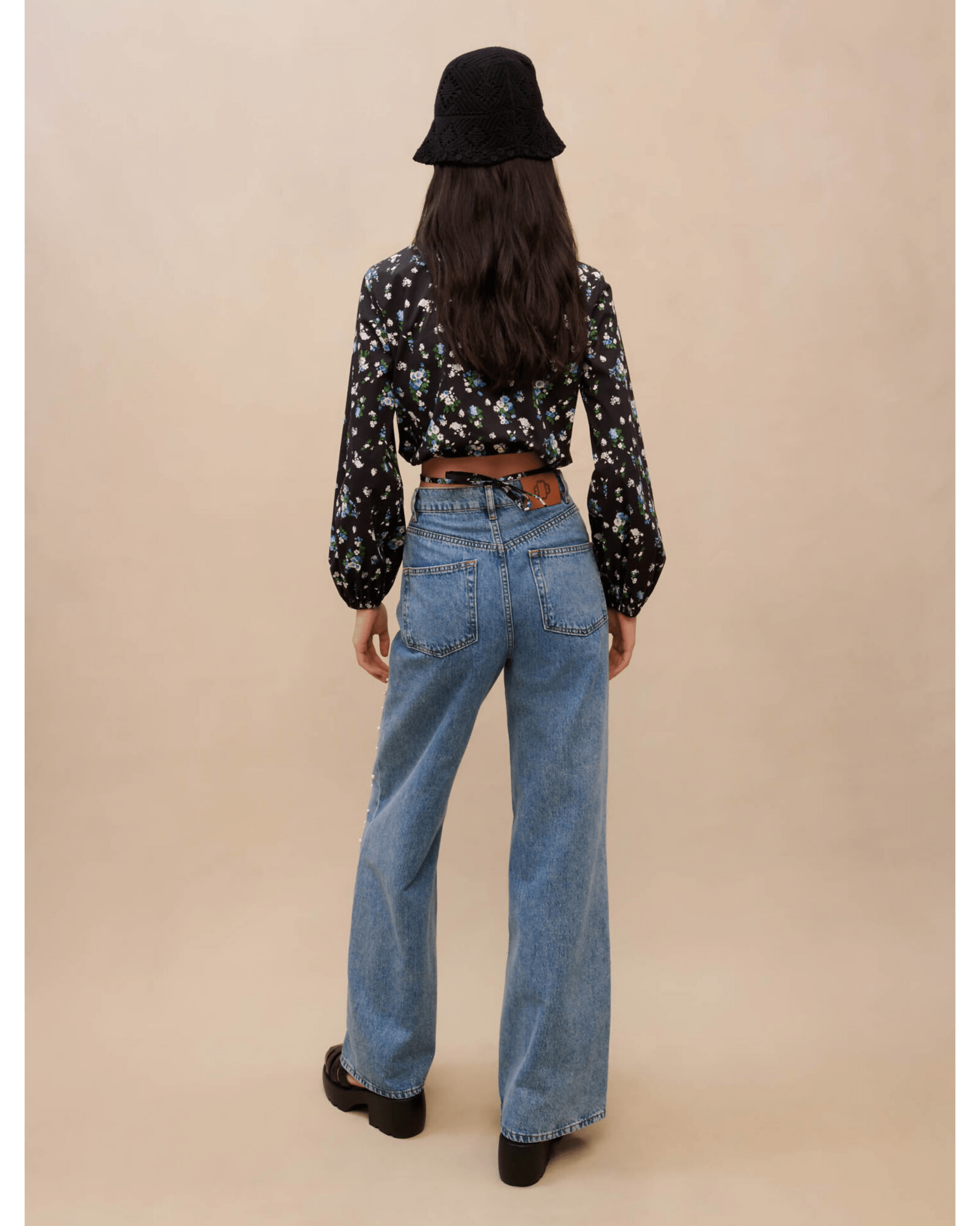 Wide-leg Jeans With Bead Embellishment - Endless - UAE Rental and Resale for Women's Fashion