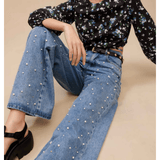 Wide-leg Jeans With Bead Embellishment - Endless - UAE Rental and Resale for Women's Fashion