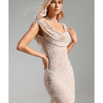 Xacier Diamante Mesh Slit Dress - Endless - UAE Rental and Resale for Women's Fashion