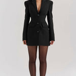 Black blazer mini dress with button front and structured tailoring — House of CB | Endless UAE