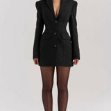 Black blazer mini dress with button front and structured tailoring — House of CB | Endless UAE
