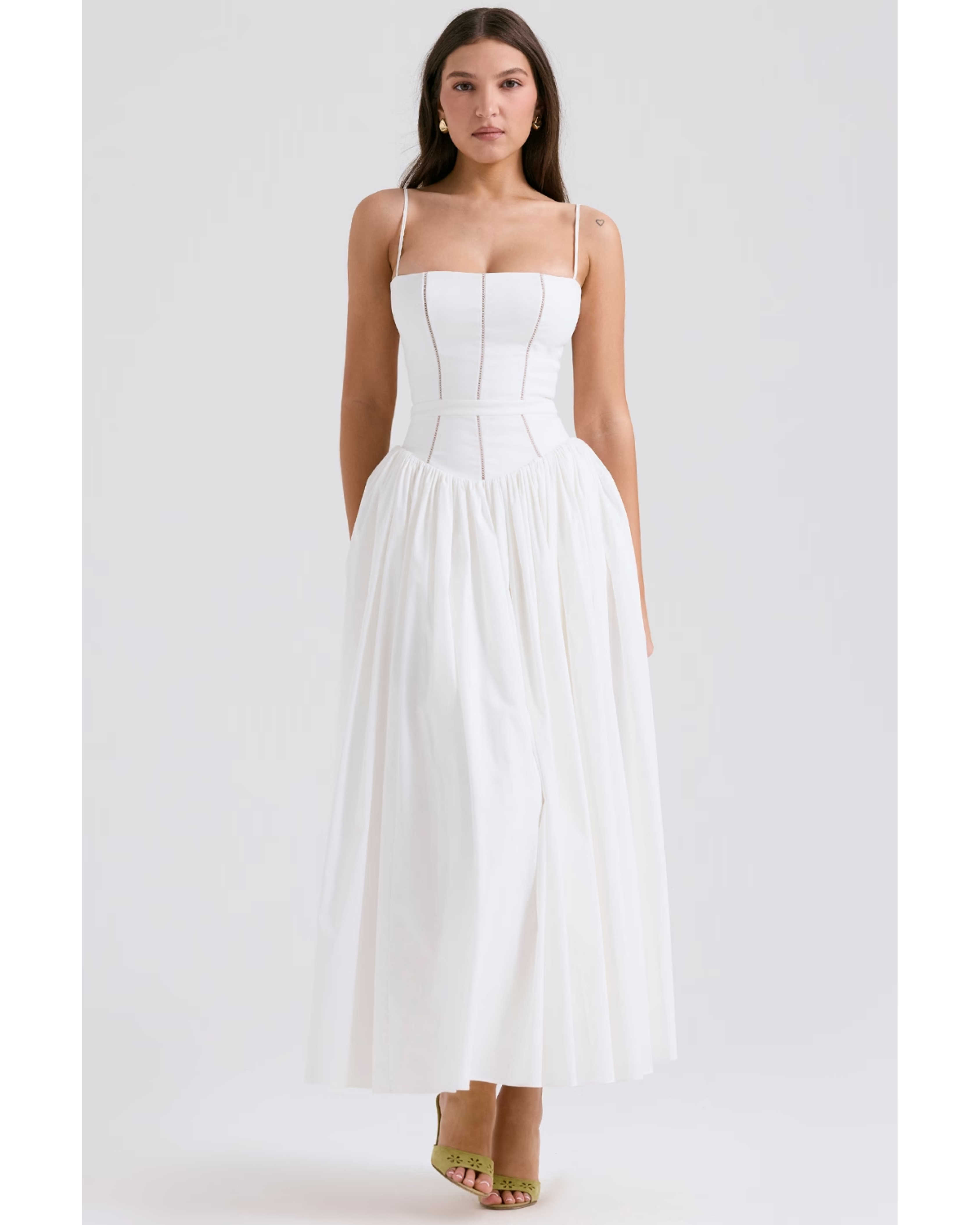 Ysabella White Cotton Maxi Sundress - Endless - UAE Rental and Resale for Women's Fashion