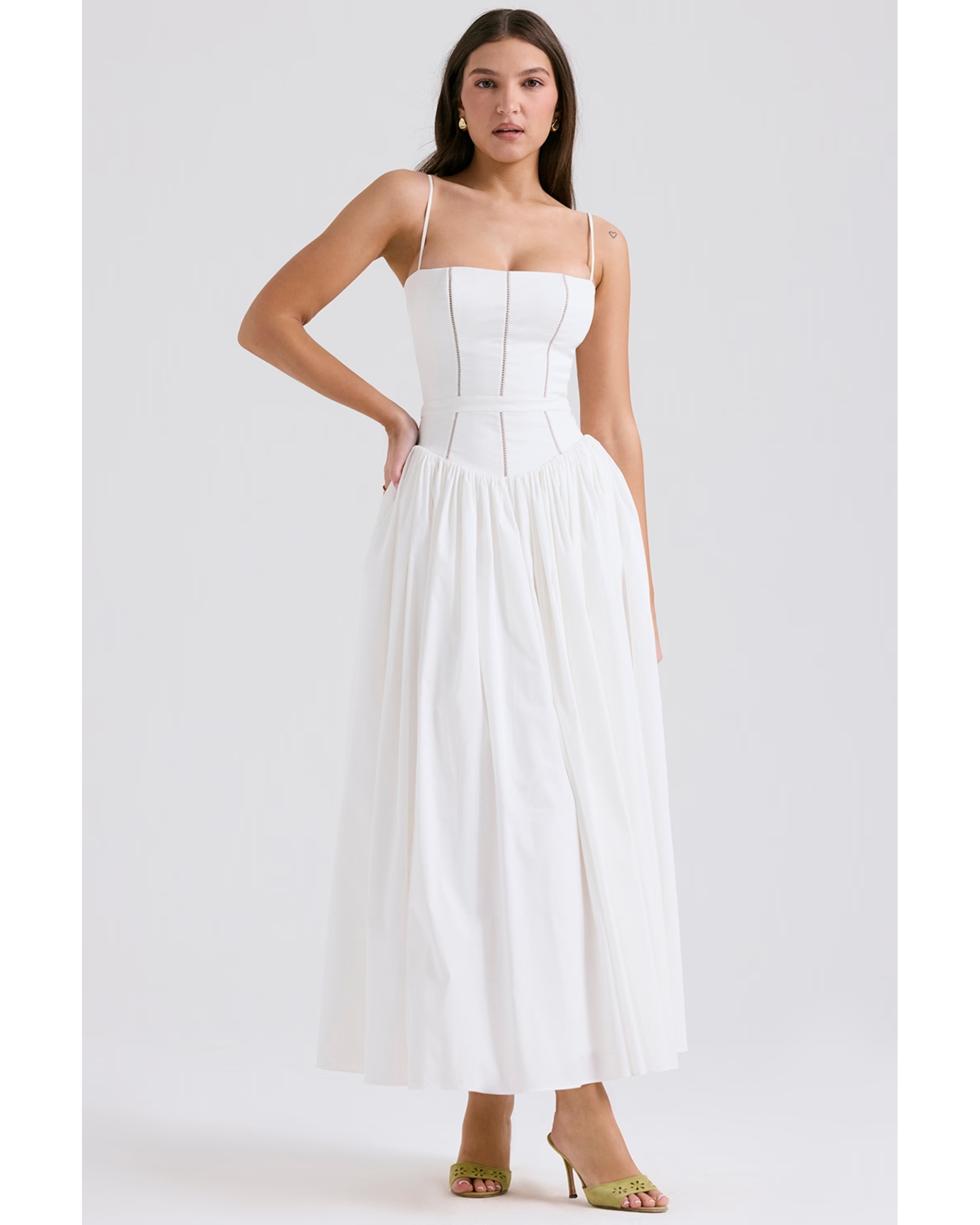 Ysabella White Cotton Maxi Sundress - Endless - UAE Rental and Resale for Women's Fashion