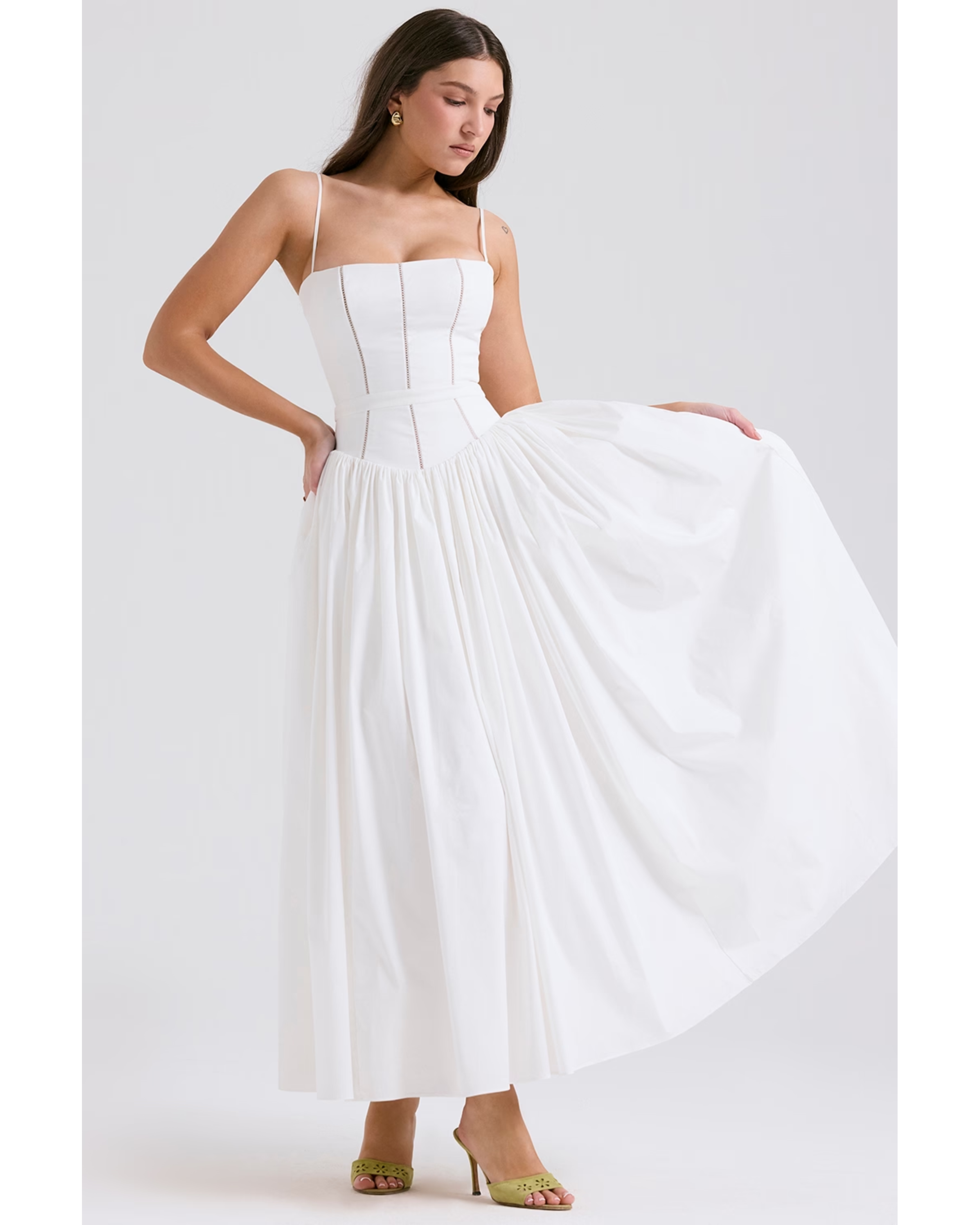 Ysabella White Cotton Maxi Sundress - Endless - UAE Rental and Resale for Women's Fashion