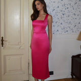 Midi Dress with A Square Neckline