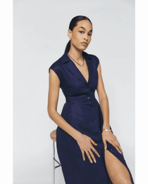 Zienna Navy Linen Midi Dress - Endless - UAE Rental and Resale for Women's Fashion