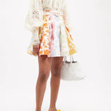 High-rise pleated floral-print poplin mini skirt with colorful pastel blooms — Zimmermann | Endless UAE