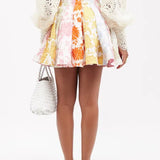High-rise pleated floral-print poplin mini skirt with colorful pastel blooms — Zimmermann | Endless UAE