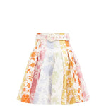 High-rise pleated floral-print poplin mini skirt with colorful pastel blooms — Zimmermann | Endless UAE