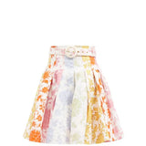 High-rise pleated floral-print poplin mini skirt with colorful pastel blooms — Zimmermann | Endless UAE