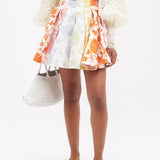 High-rise pleated floral-print poplin mini skirt with colorful pastel blooms — Zimmermann | Endless UAE