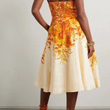 Zimmermann High Tide Picnic floral-print linen midi dress with sequin bodice and fit-and-flare silhouette — Zimmermann | Endless UAE
