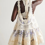 Natura Lace Patch Mini dress in cream with lavender floral detail — Zimmermann | Endless UAE