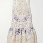 Natura Lace Patch Mini dress in cream with lavender floral detail — Zimmermann | Endless UAE