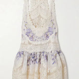 Natura Lace Patch Mini dress in cream with lavender floral detail — Zimmermann | Endless UAE