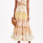 Postcard Pleated Paisley Chiffon Midi Dress in multicolor — Zimmermann | Endless UAE