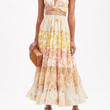 Postcard Pleated Paisley Chiffon Midi Dress in multicolor — Zimmermann | Endless UAE