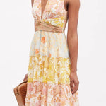 Postcard Pleated Paisley Chiffon Midi Dress in multicolor — Zimmermann | Endless UAE